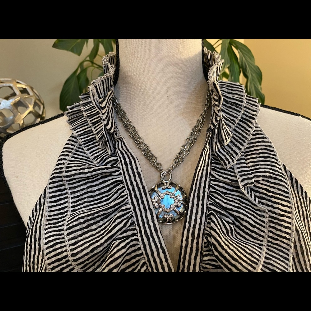 The Limited Striped Blouse w/ Ruffled Details